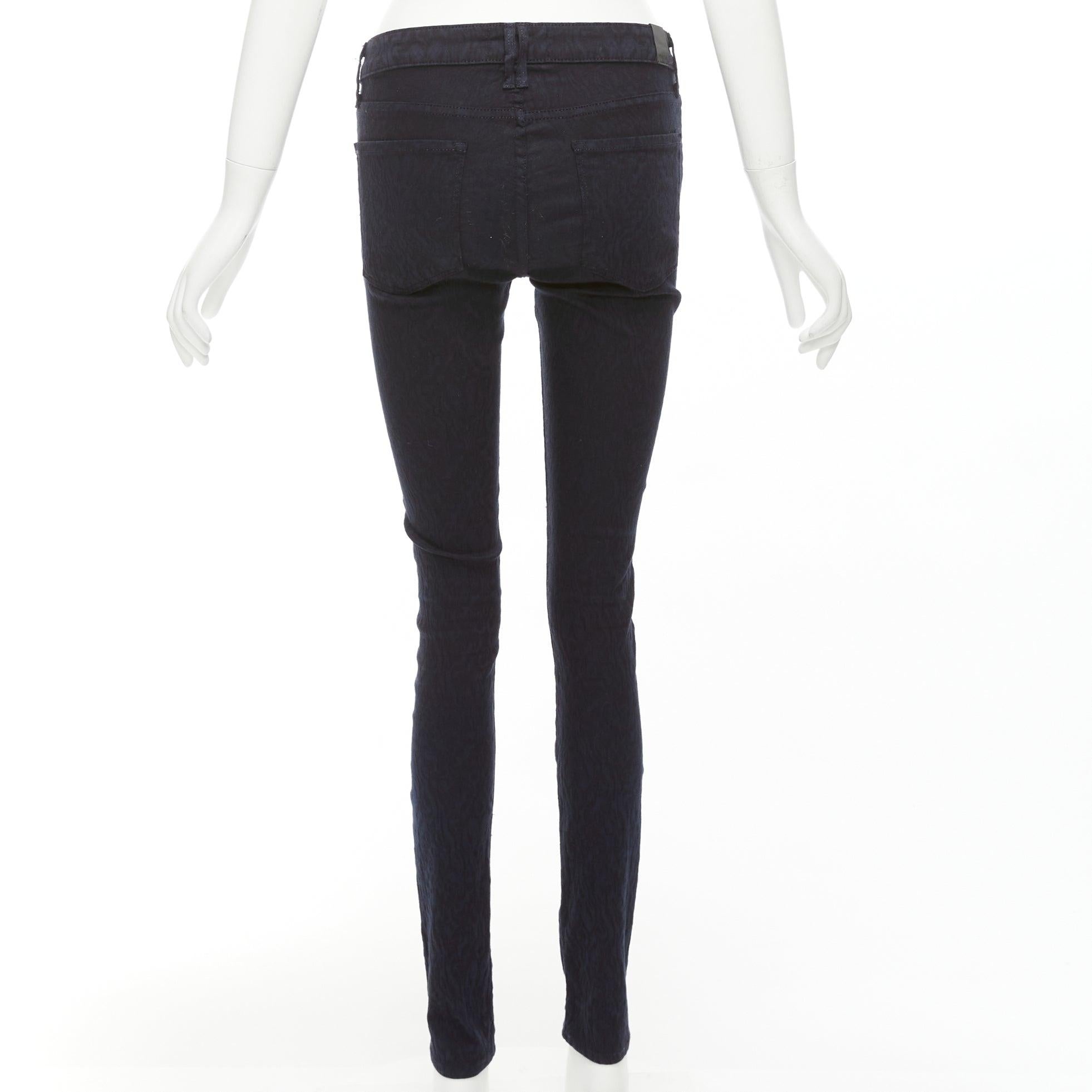 Donna VINCE - Pantalone jeans skinny a vita media in jersey jacquard increspato blu scuro 27