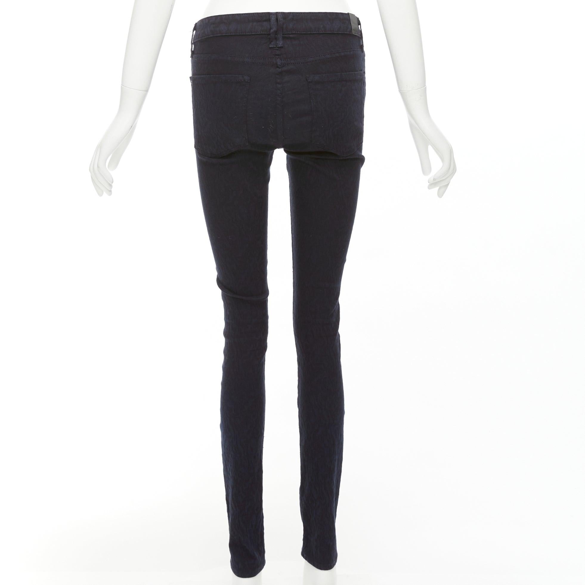 VINCE navy crinkle jacquard jersey mid waist skinny jeans pants 27