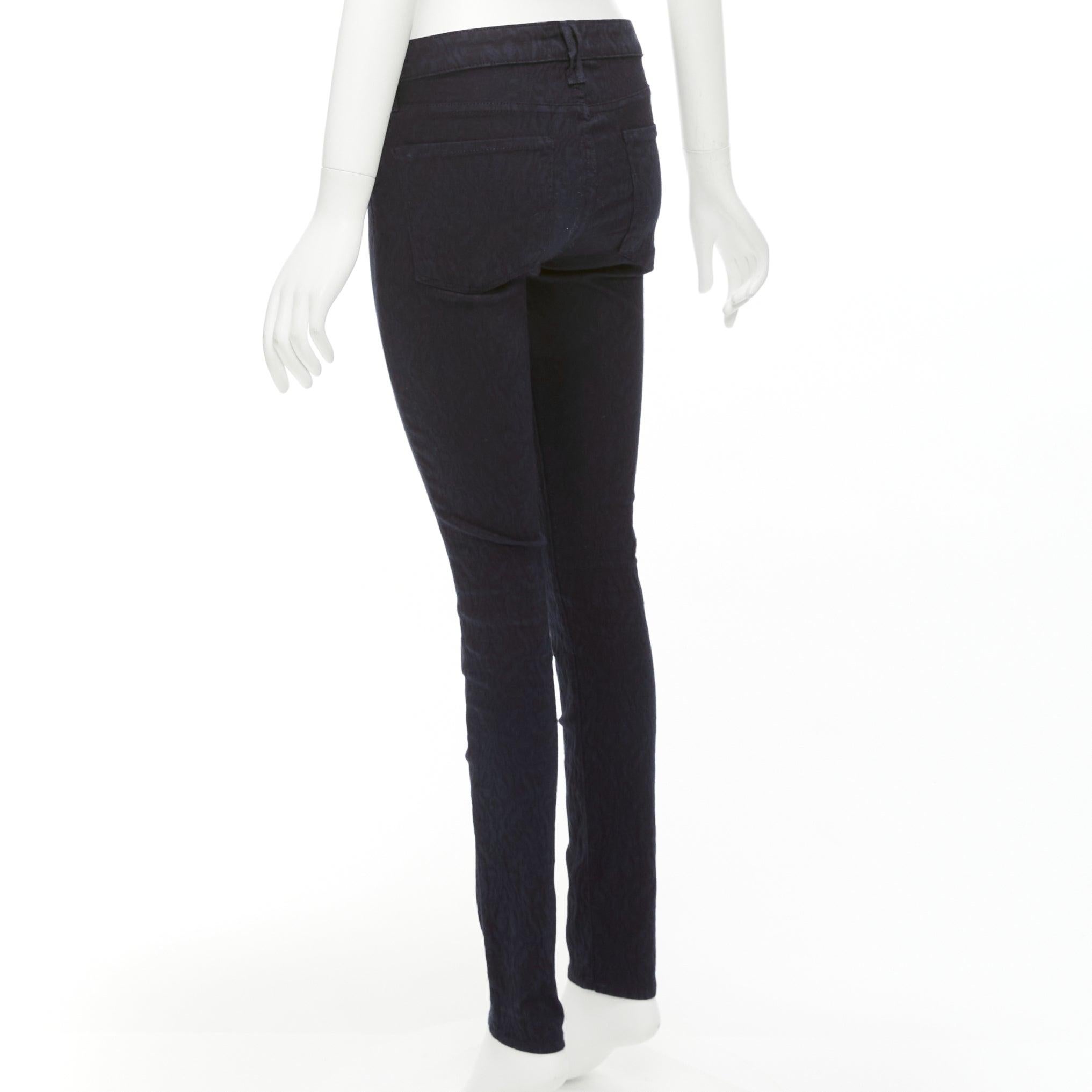 VINCE - Pantalone jeans skinny a vita media in jersey jacquard increspato blu scuro 27