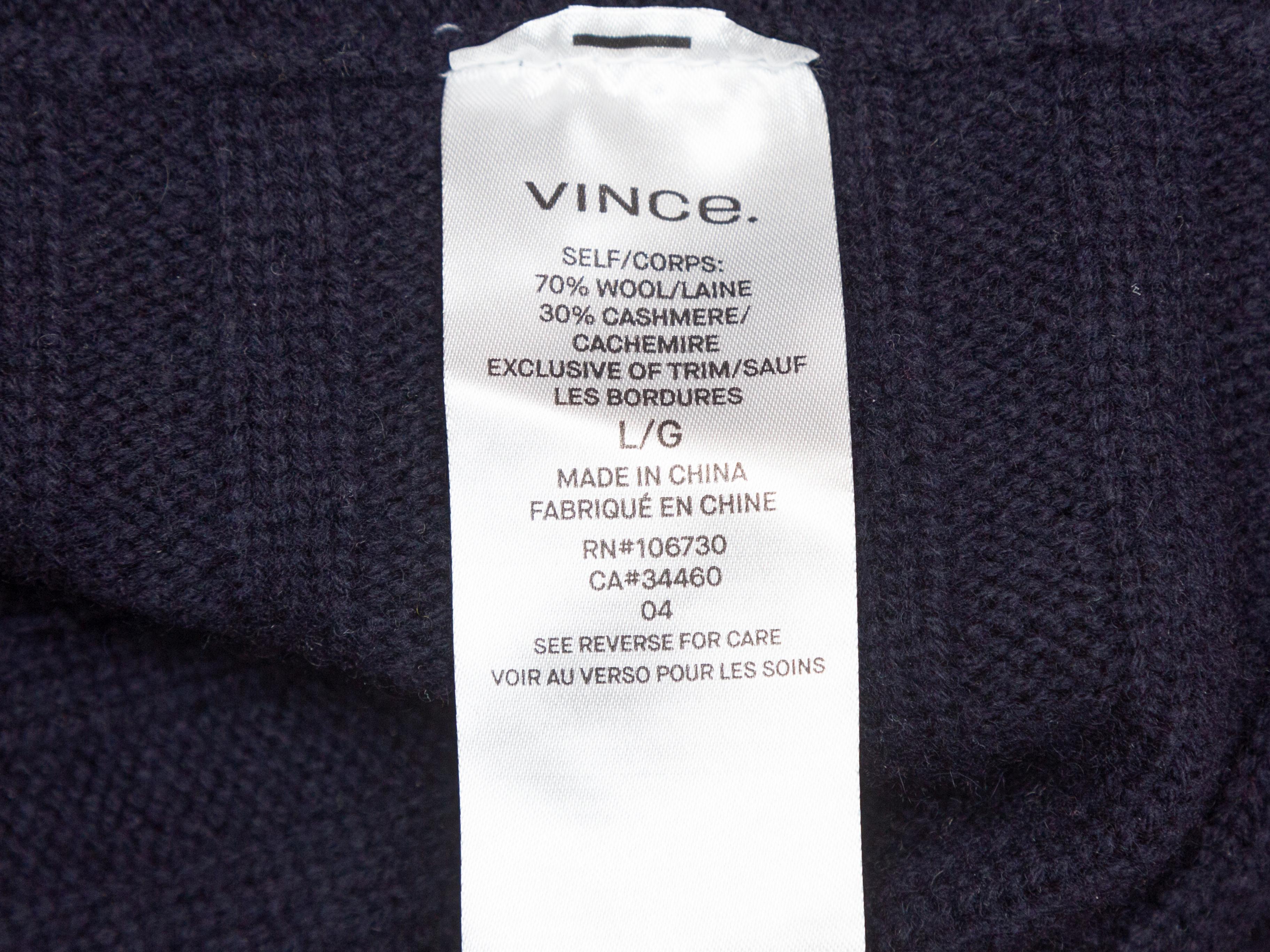 Black Vince Navy Sleeveless Wool & Cashmere Turtleneck Top