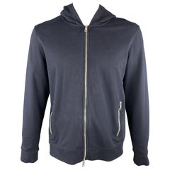 VINCE Navy Solid Cotton Zip Up Chest Size L Jacket