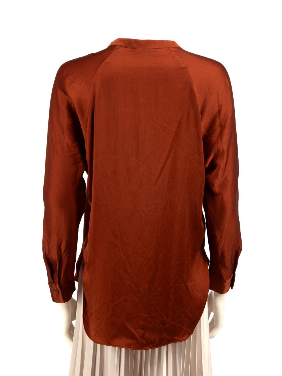 Red Vince Orange Silk V Neck Blouse Size XS