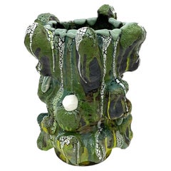 Vince Palacios Ceramic Vase Green with Green Lip Contemporary American Clay Art