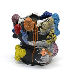 « Pomme de pommes avec vignes bleues », contemporain, céramique, abstrait, sculpture, glaçure