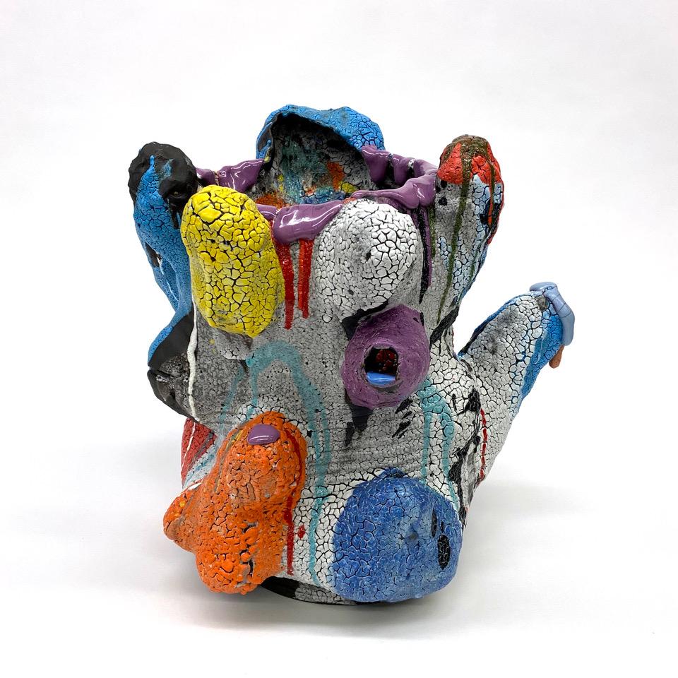 Vince Palacios Abstract Sculpture - "Potato Tree with Purple Lip", Contemporary, Ceramic, Sculpture, Abstract, Glaze