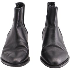 Bottines à talon bas et bout pointu Vince, en cuir noir
