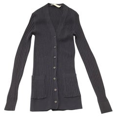 Vince Rib Skinny Cardigan in Navy Blue Cashmere