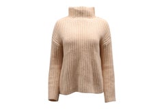 Vince-Rollkragenpullover mit Rippmuster aus Wolle in Pfirsich