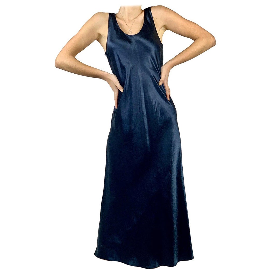 Vince S Navy Satin Maxi Slip Dress