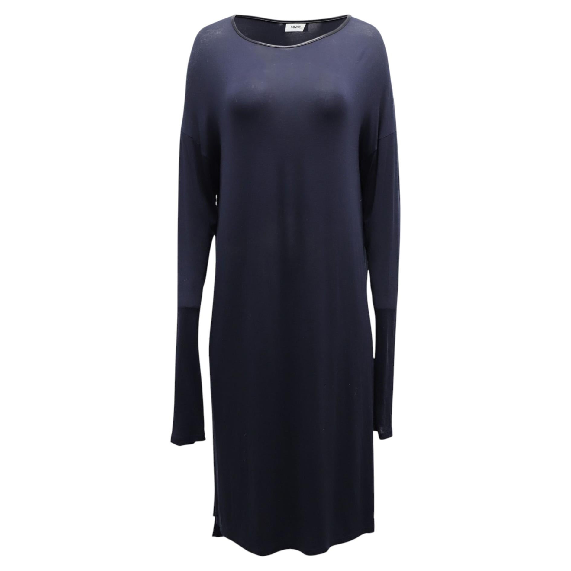 Vince-Etuikleid aus marineblauer Baumwolle im Angebot