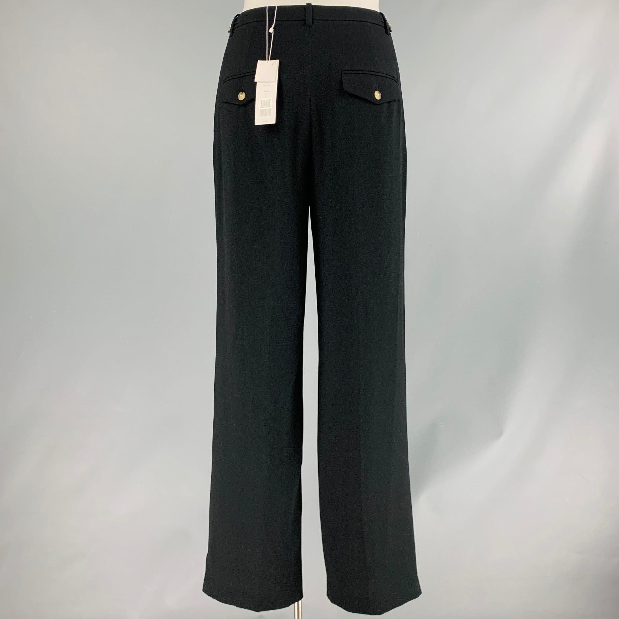 VINCE Size 12 Black Triacetate Blend Zip Fly Dress Pants In Excellent Condition For Sale In San Francisco, CA