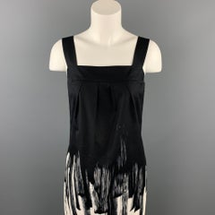 VINCE Size 4 Black & White Color Block Cotton Jumper Dress