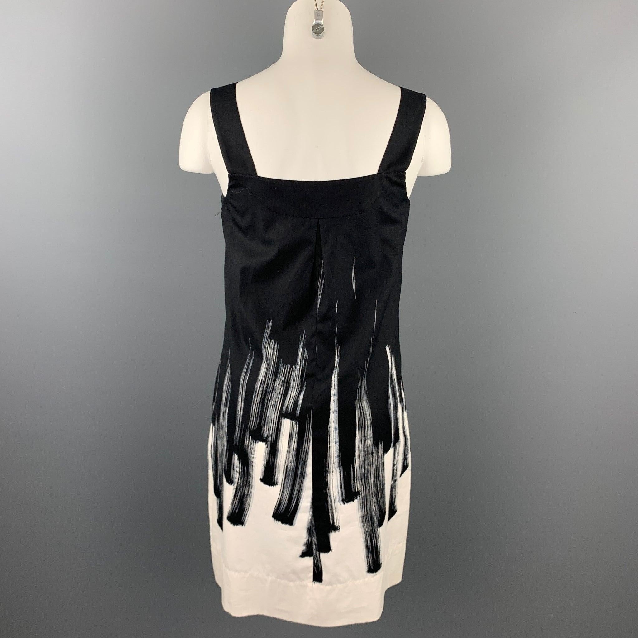 Women's VINCE Size 4 Black & White Color Block Cotton Jumper Dress For Sale