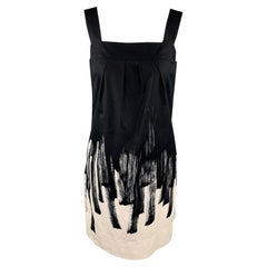 VINCE Größe 4 Schwarz-weißes Color-Block-Pulloverkleid aus Baumwolle