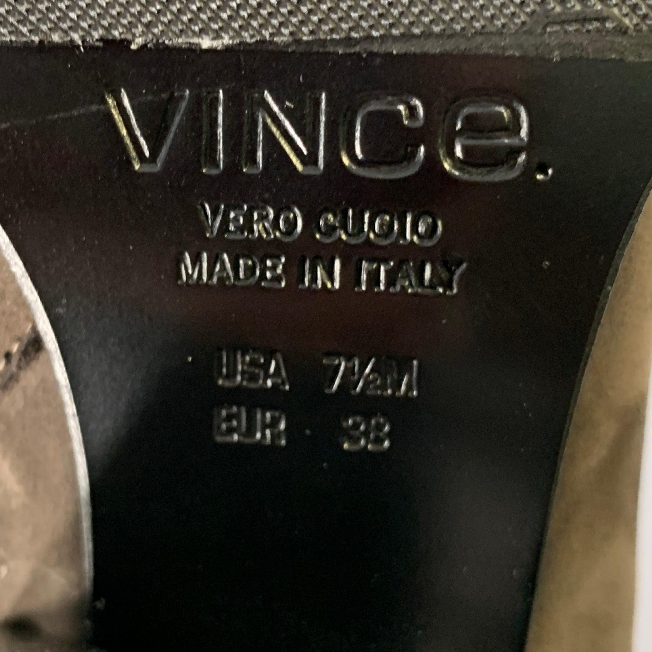 VINCE Size 7.5 Grey Brown Suede Chunky Heel Boots For Sale 4