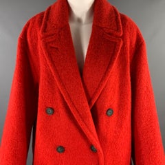 Manteau VINCE, taille L, rouge, en mélange d'alpaga, texturé, à revers en V
