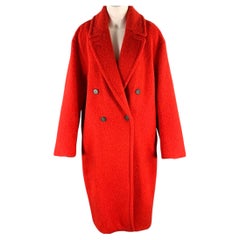 Manteau VINCE, taille L, rouge, en mélange d'alpaga, texturé, à revers en V