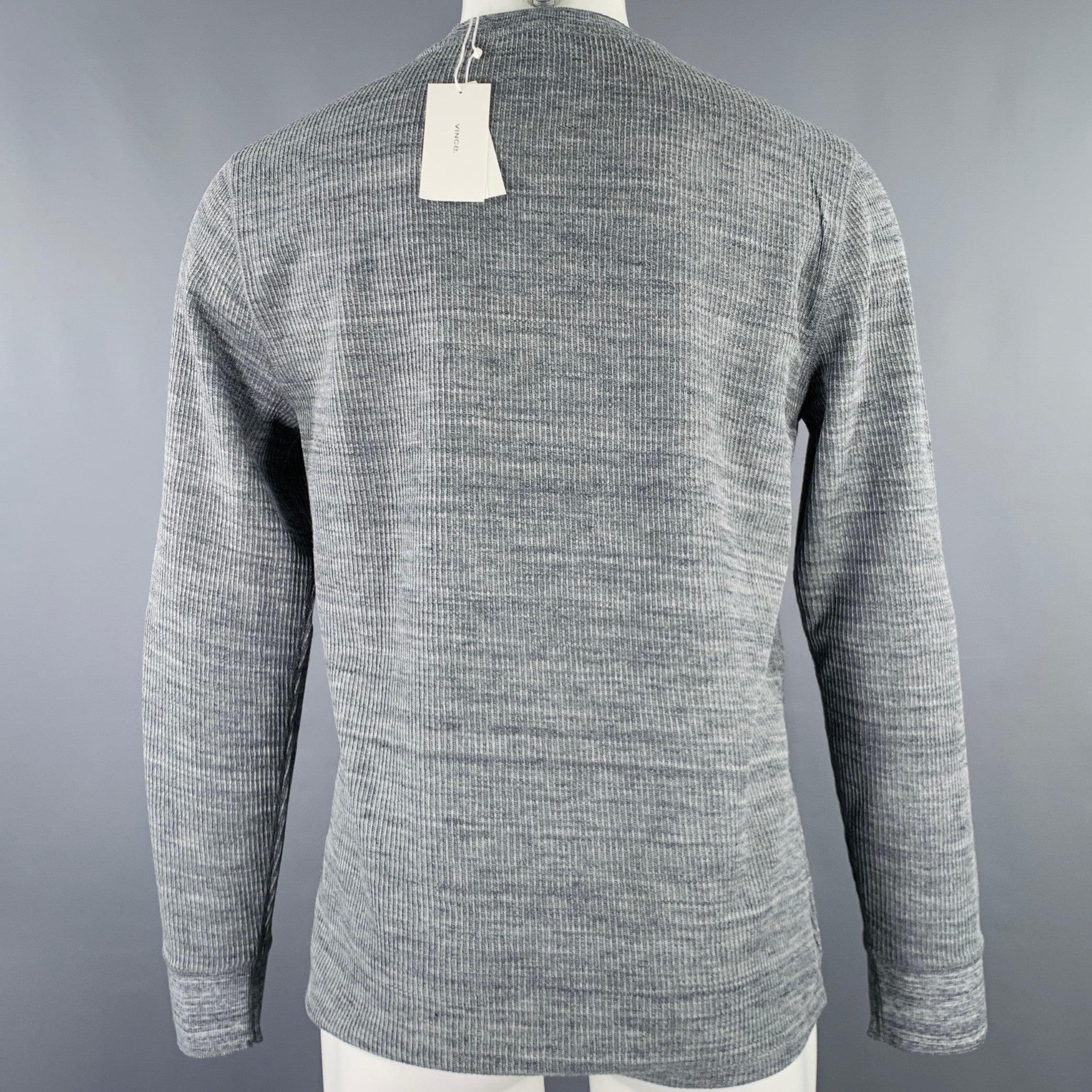Gray VINCE Size M Grey Knit Cotton Polyester Crew Neck Pullover For Sale