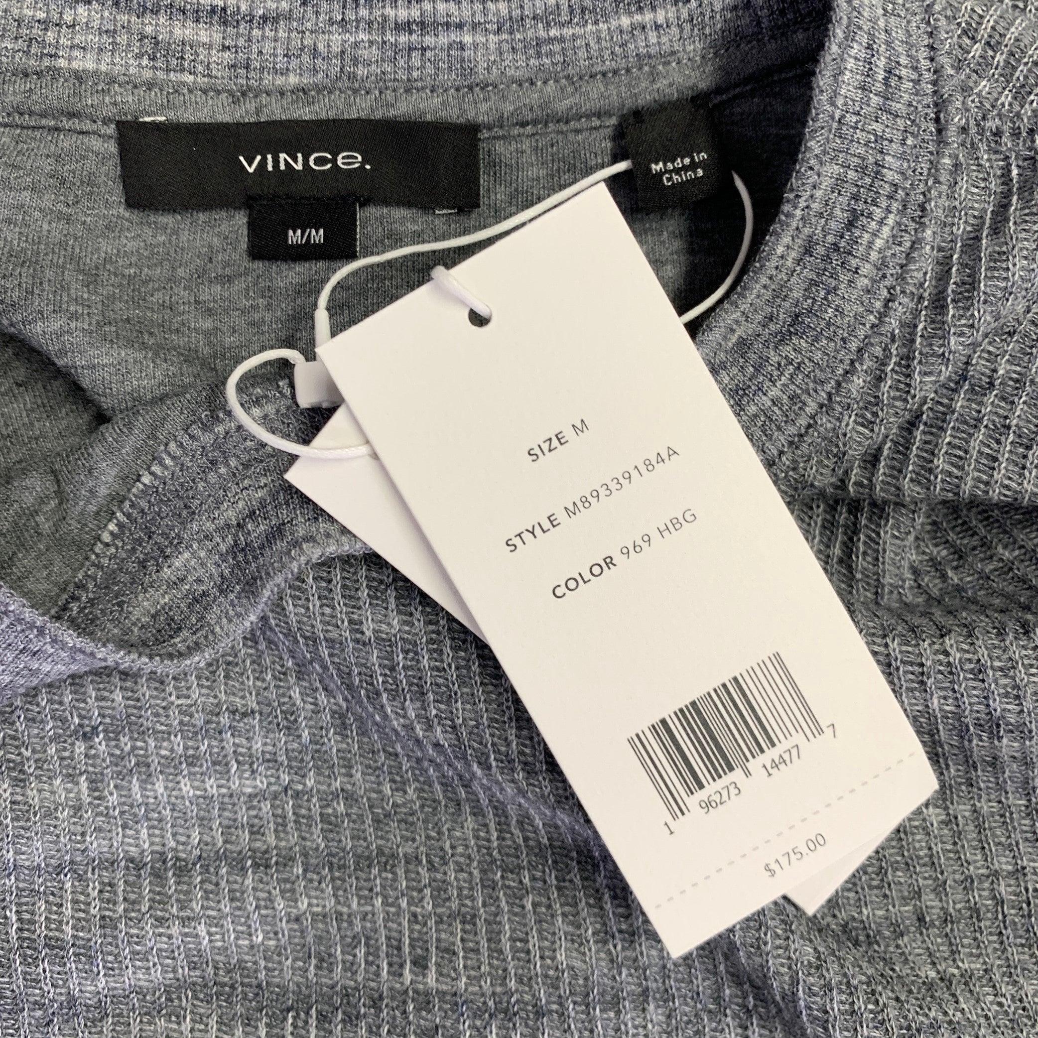 Men's VINCE Size M Grey Knit Cotton Polyester Crew Neck Pullover For Sale