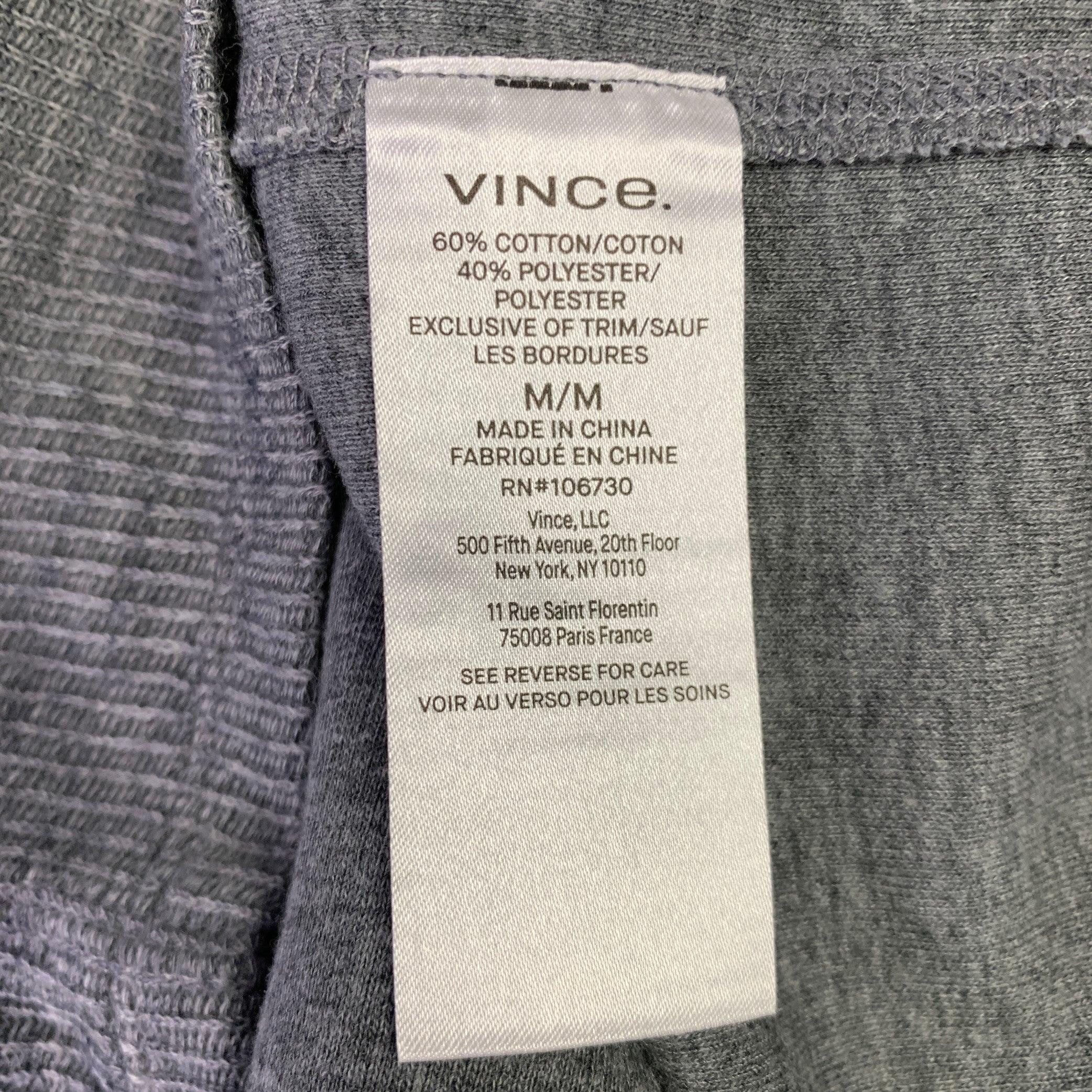 VINCE Size M Grey Knit Cotton Polyester Crew Neck Pullover For Sale 1
