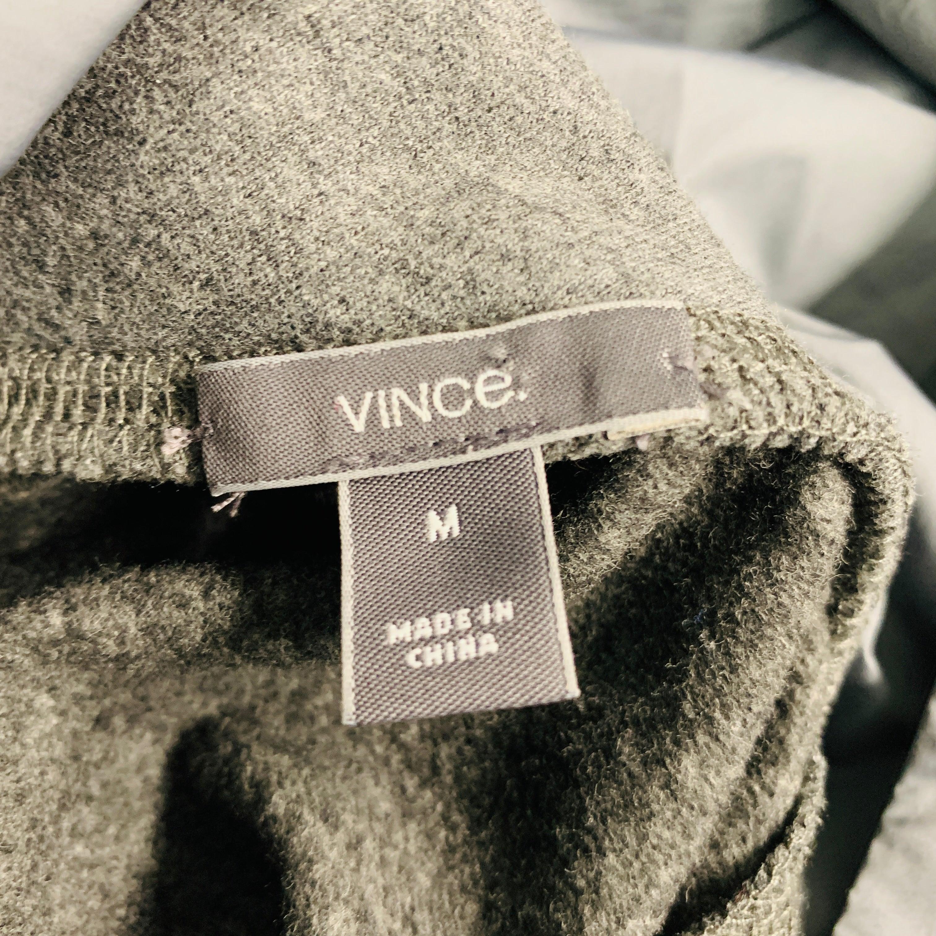 Men's VINCE Size M Heather Grey Cotton Polyester Hoodie Sweatshirt For Sale