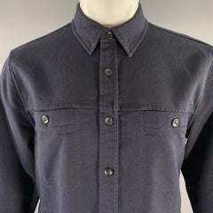 Giacca VINCE taglia M, blu navy, in misto cotone patchwork, con colletto a punta
