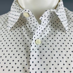 VINCE Talla M Blanco Negro Abstracto Lyocel / Algodón Un bolsillo Camisa Manga Corta