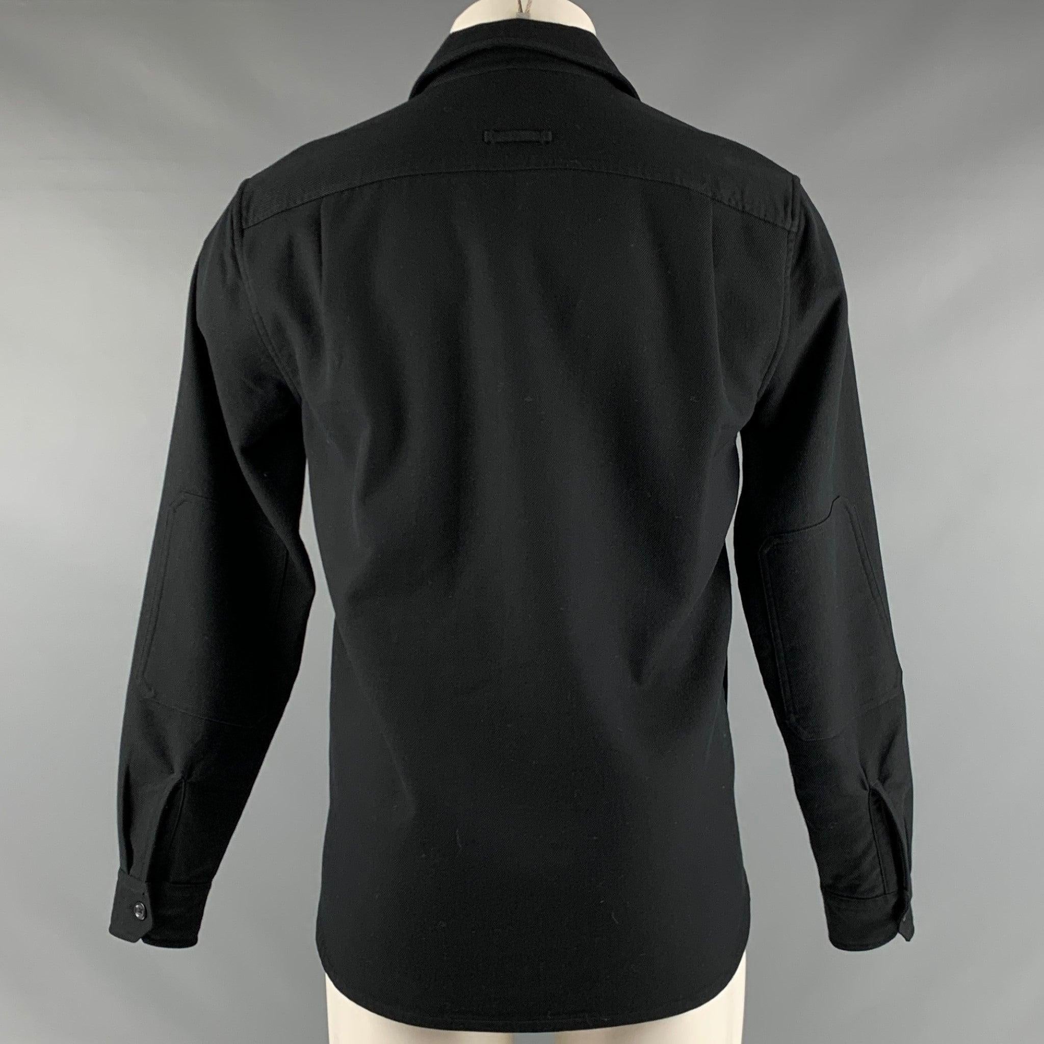 VINCE Size S Black Cotton Blend Elbow Patches Jacket In Excellent Condition For Sale In San Francisco, CA