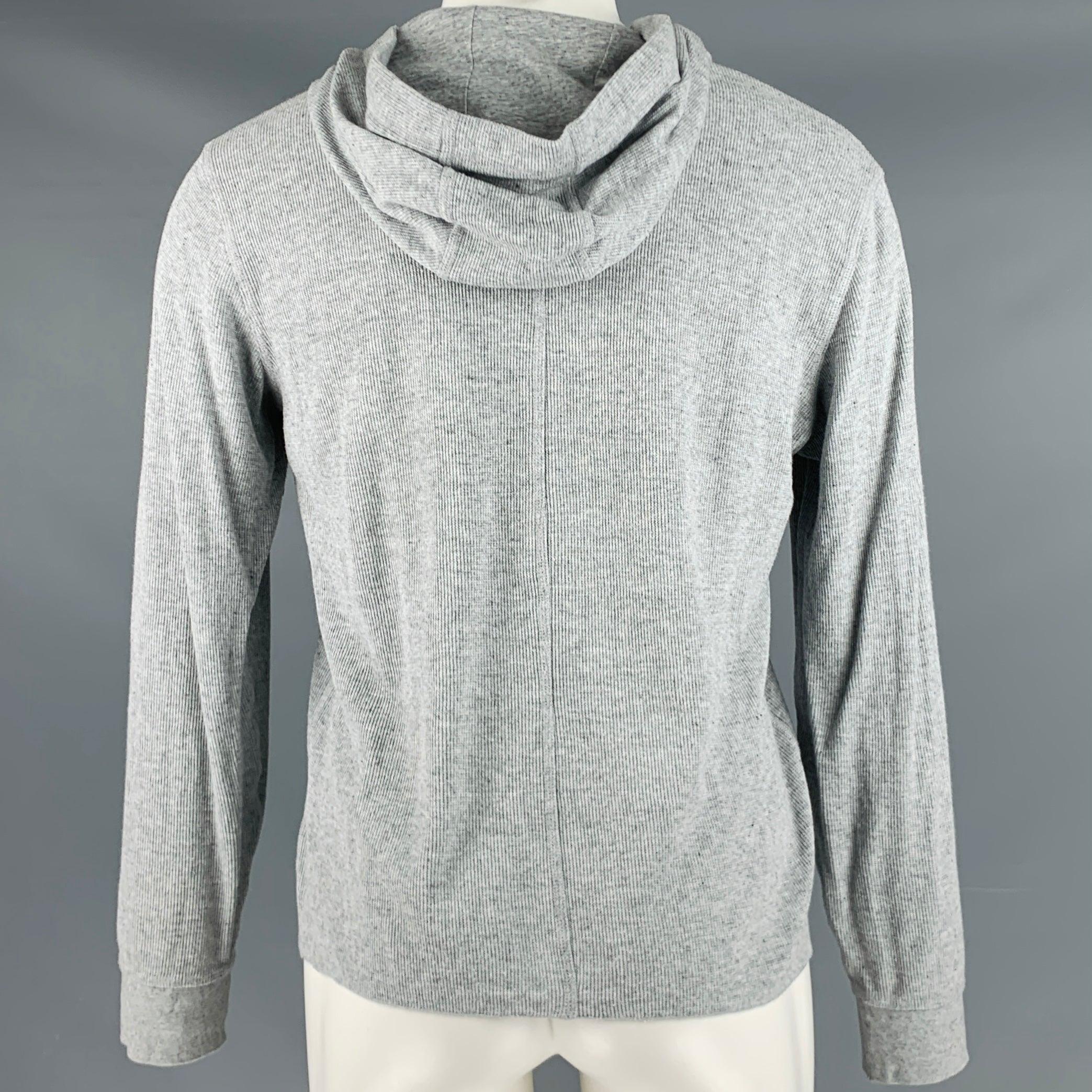 Gray VINCE Size S Grey Textured Cotton Blend Hoodie Sweatshirt For Sale