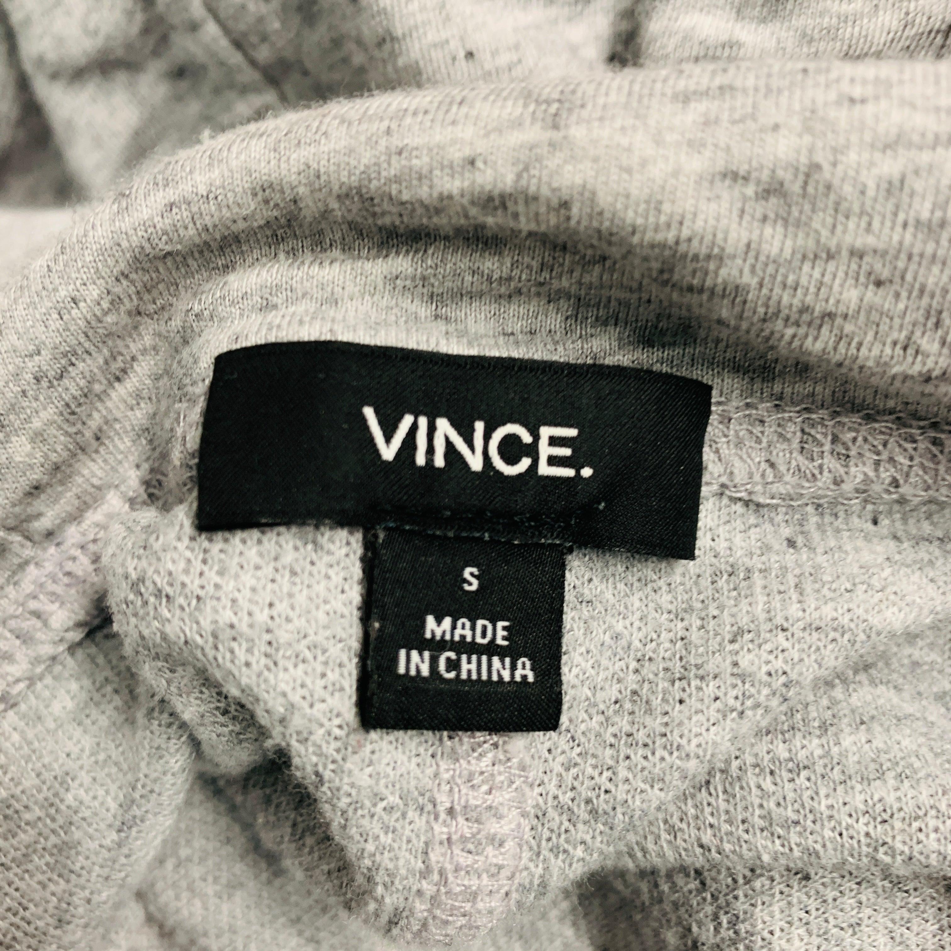 Men's VINCE Size S Grey Textured Cotton Blend Hoodie Sweatshirt For Sale