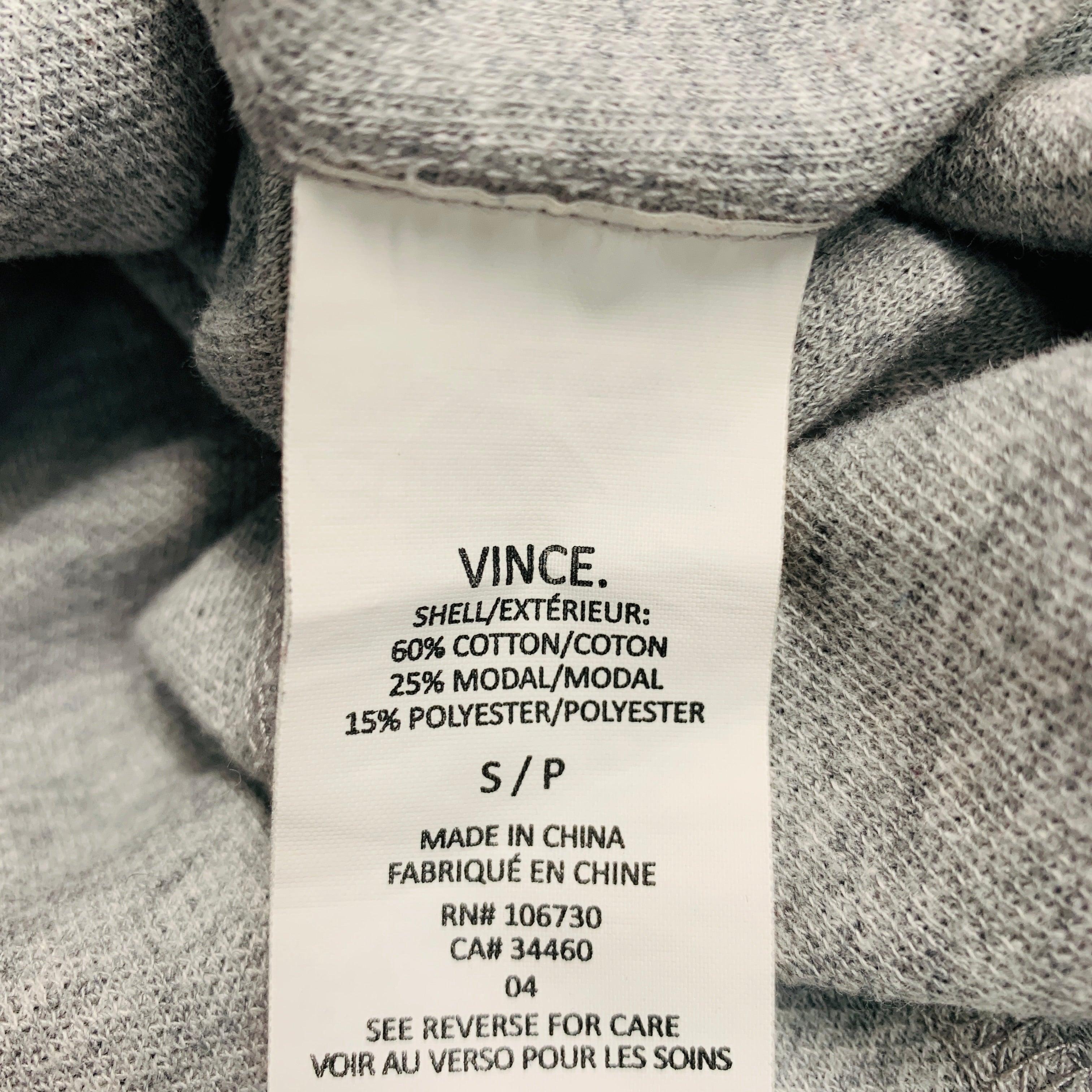 Men's VINCE Size S Grey Textured Cotton Blend Hoodie Sweatshirt For Sale