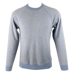 VINCE Size S Light Blue Grey Stripe Cashmere Crew Neck Pullover