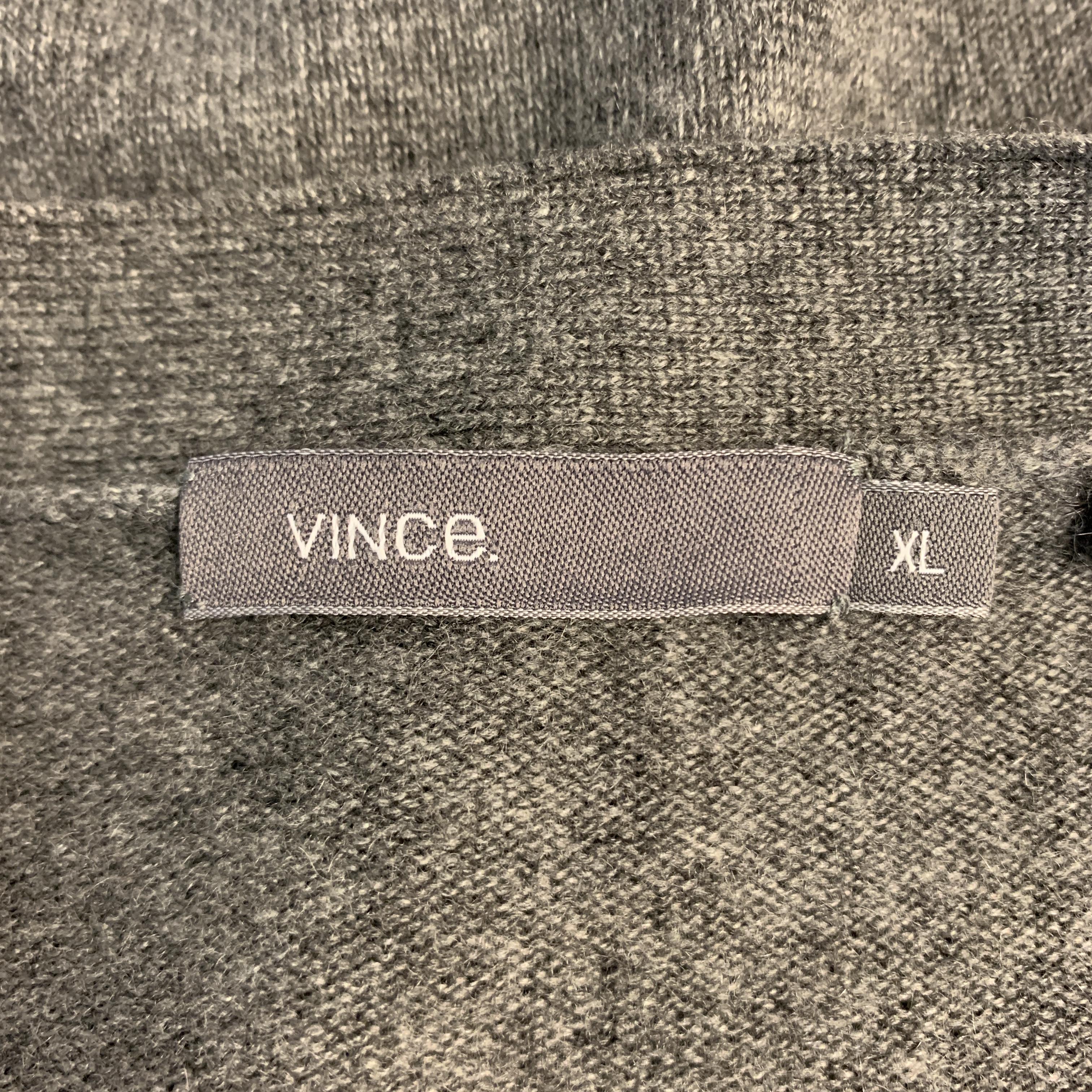 Men's VINCE Size XL Black & Grey Ombre Cashmere V-Neck Cardigan Sweater