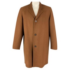 VINCE Size XL Brown Herringbone Wool Cashmere Notch Lapel Coat