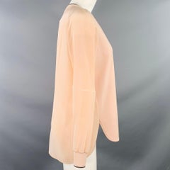 VINCE Top casual taglia XS rosa e nero in misto rayon con bordi a contrasto e scollo a V