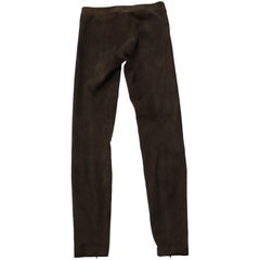 Vince Split-Hem Cropped Pants in Brown Suede