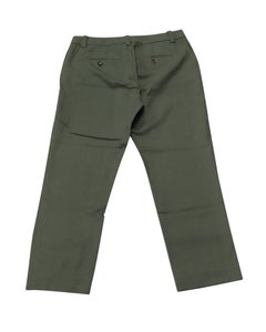 Vince Straight Leg Trousers in Olive Green Cotton