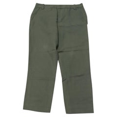 Vince Straight Leg Trousers in Olive Green Cotton