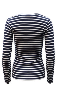 Vince Striped Long-Sleeve T-Shirt in Navy Blue Cotton