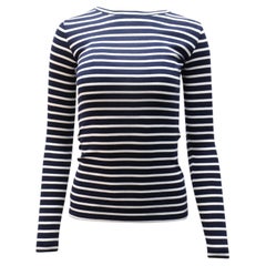 Vince Striped Long-Sleeve T-Shirt in Navy Blue Cotton