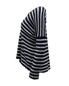 Pull rayé Vince en lin bleu marine