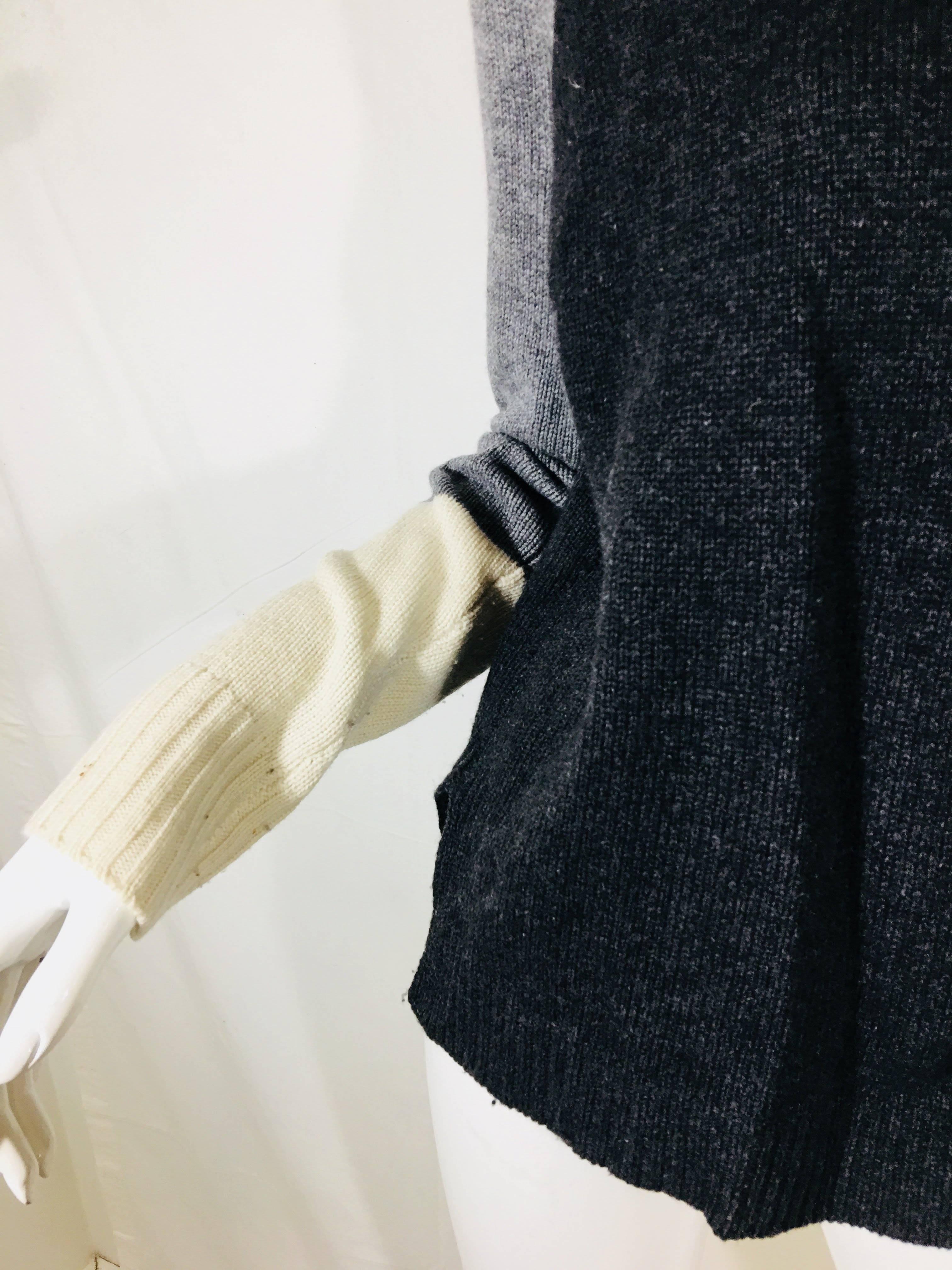 Vince Turtleneck Long Sleeve Color block Knit Sweater.