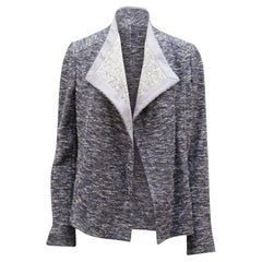 Vince Tweed-Jacke mit offener Passform und Struktur aus blauer Baumwolle