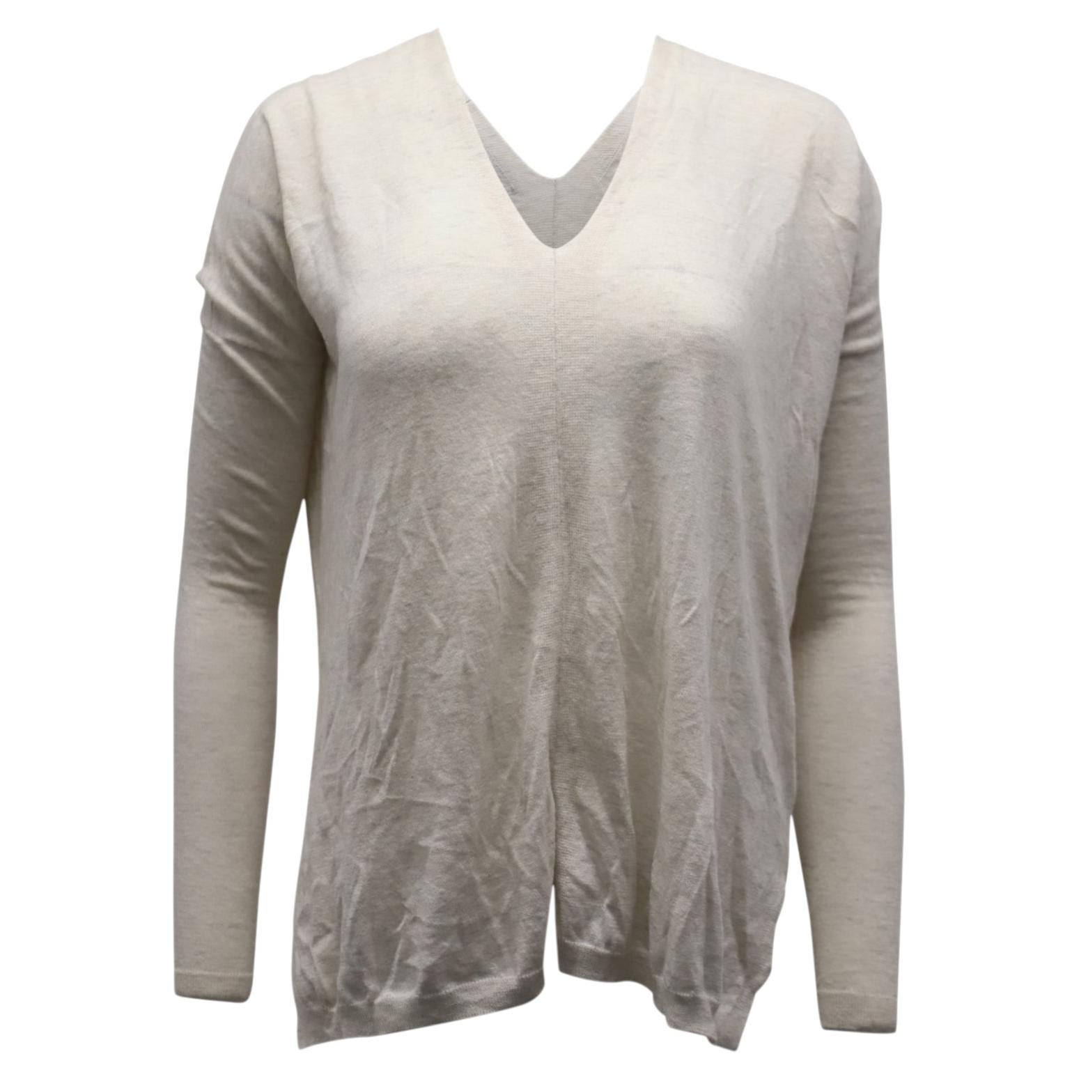Pull Vince à col en V en laine couleur crème