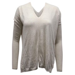 Pull Vince à col en V en laine couleur crème