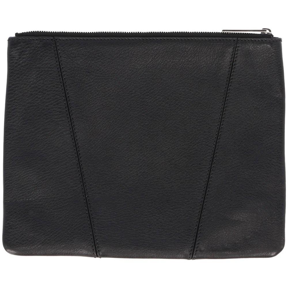 Vince 2000s black leather purse. Front embossed stitchings and top fastening with silver-tone zip.

Measurements
Height: 19 cm
Width: 24 cm
Depth: 1 cm

Product code: X5302

Notes: The product shows a small embossed mark on the leather, as shown in