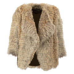 Beige down jacket with brown furs collar and branded belt Louis Vuitton For  Sale at 1stDibs