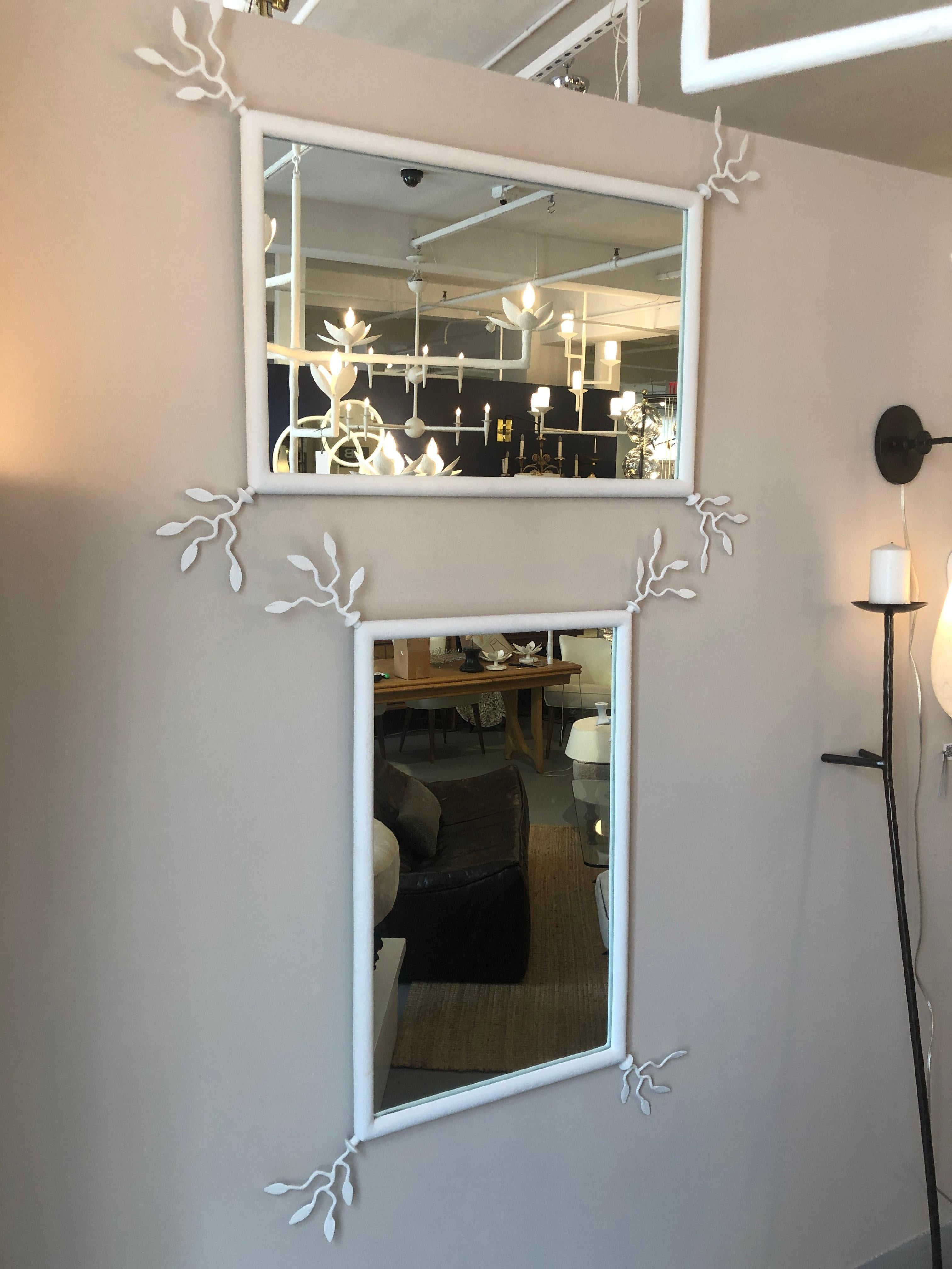 Organic Modern Vincennes Mirror,  White Plaster Finish. For Sale