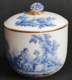 Vincennes Sugar Bowl and Cover, Decoration in Blue Shade, circa 1752