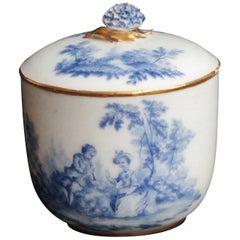 Vincennes Sugar Bowl and Cover, Decoration in Blue Shade, circa 1752